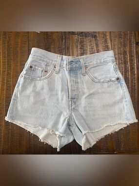 Levi's Light Blue High-Rise Cutoff Jean Shorts